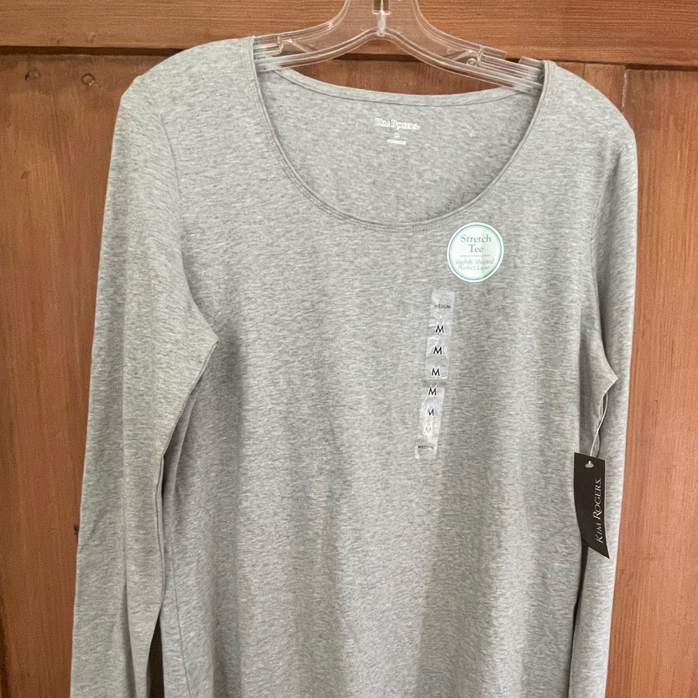 NWT Kim Rogers Heather Gray Stretch Tee Size M